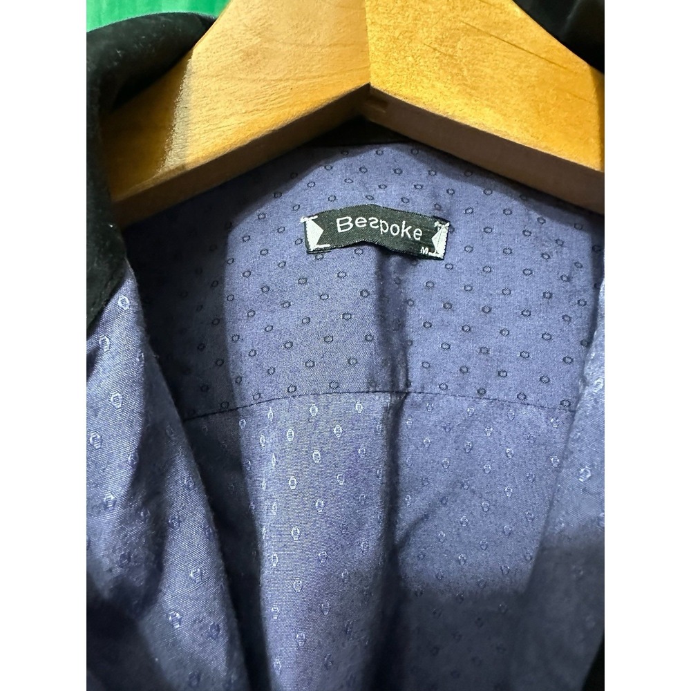 Bespoke Men's Dress Shirt Medium Blue Pattern Button Down Long Sleeve - Picture 2 of 7